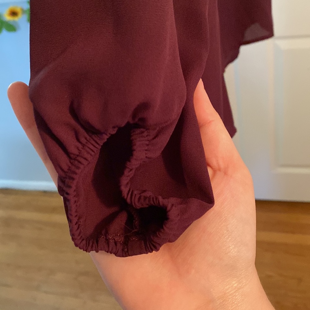 Maroon Cold Shoulder Top - Picture 5 of 6